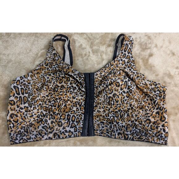 LEADING LADY Plus Size Bra 48DD 48 DD Leopard Spot Front Close Wireless Bralette - Picture 2 of 5